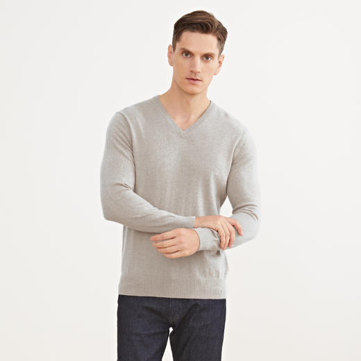 METTE羊绒世家2020秋冬新品男士100%山羊绒衫时尚V领保暖针织衫 商品图4