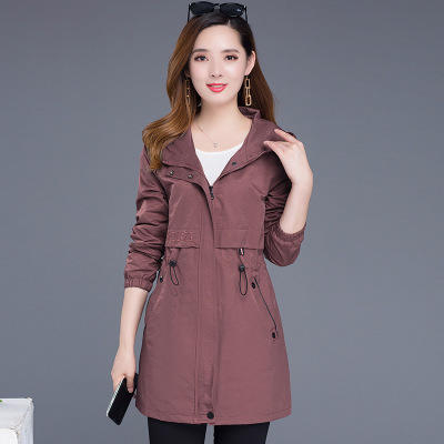 we-19a928 2020秋装新款修身显瘦连帽风衣外套女中长款气质大码时尚薄