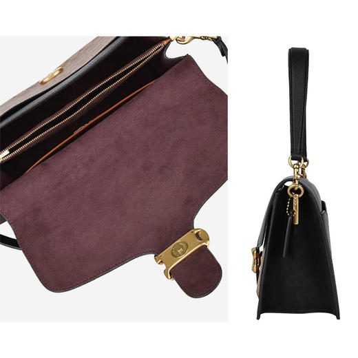 【香港直邮】COACH 蔻驰专柜款女士皮质单肩斜跨手提包卡其配黑870 商品图3