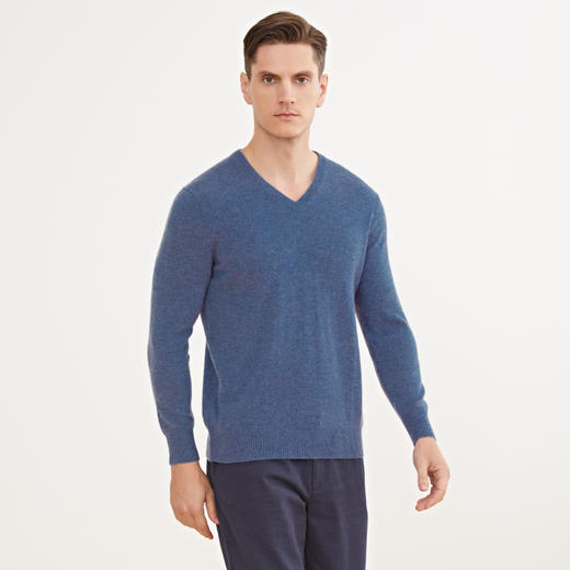 METTE羊绒世家2020秋冬新品男士100%山羊绒衫时尚V领保暖针织衫 商品图2