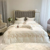 高档奢华100支全纯棉床上用品四件套白色被套蕾丝花边床单 商品缩略图2