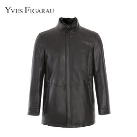 YvesFigarau伊夫·费嘉罗羊皮真皮水貂毛立领中长款皮衣羽绒883802