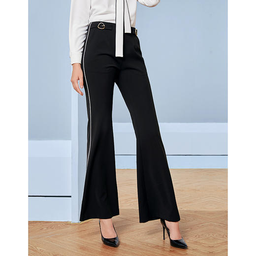 EITIE爱特爱秋季新款时尚通勤职业百搭显瘦显高微喇长裤女裤C2005514 商品图2