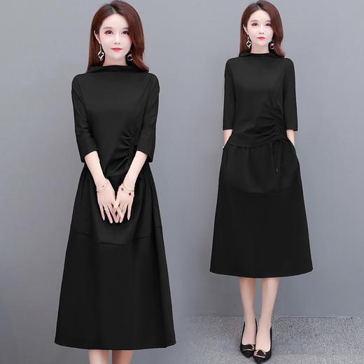 YSMR-8809-X中长款女宽松舒适遮肉显瘦气质粗绳打底连衣裙 商品图1