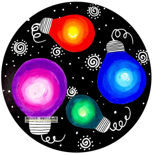 《五彩的电灯泡》油画棒/低幼【自动发货：下单后，点击手机短信中收到的链接，即可获取文件下载的链接；如有任何问题，可添加客服微信hm33268获得帮助】 商品图0