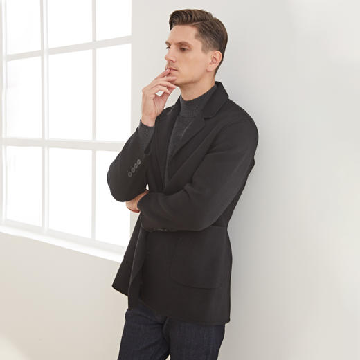 METTE羊绒世家男半高领100%山羊绒衫20秋冬新品保暖纯色针织毛衣 商品图5