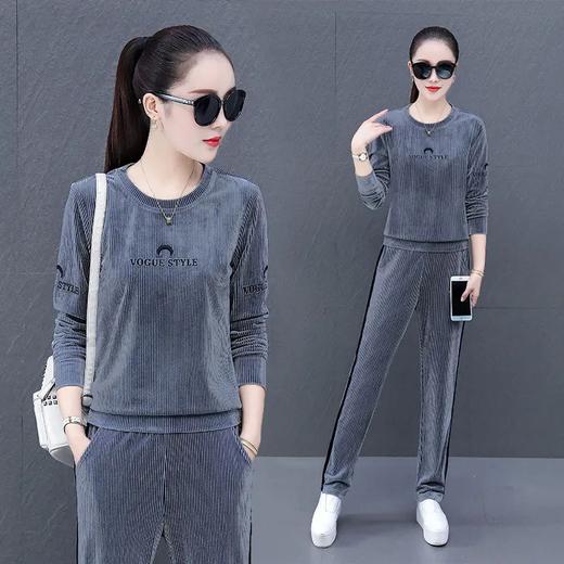 SP72653新款时尚气质休闲宽松金丝绒运动两件套TZFY 商品图1