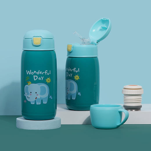 守护天使 儿童保温杯带吸管304不锈钢 两用便携卡通水壶 商品图2