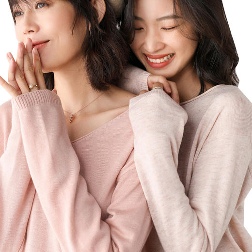 【89元任选两件】 V领圆领显瘦长袖针织衫 不挑年龄百搭外穿打底衫 春秋冬可穿 细透舒柔 日常通勤 商品图4