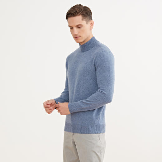 METTE羊绒世家男半高领100%山羊绒衫20秋冬新品保暖纯色针织毛衣 商品图1