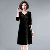 WZNH-YIZX7969时尚烫砖连衣裙优雅修身显瘦黑色连衣裙 商品缩略图2