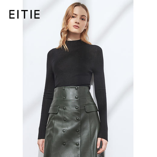 EITIE爱特爱女装秋季新款气质半高领百搭显瘦羊绒针织打底衫D2001515 商品图1