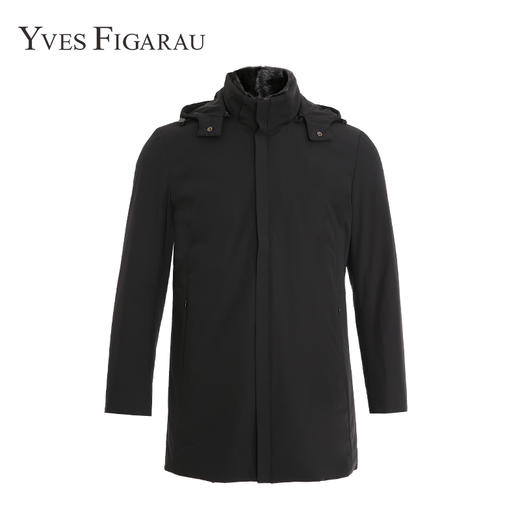 YvesFigarau伊夫·费嘉罗冬季厚款商务休闲时尚保暖连帽中长款毛领羽绒服884201 商品图3