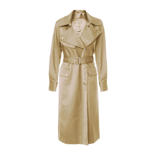 EITIE爱特爱女装冬季新款帅气经典翻领收腰显瘦长款风衣外套6004714 商品图4