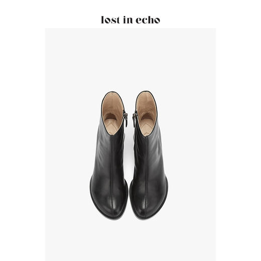 【微瑕疵不退不换】lost in echo设计师原创 简约刀锋头短靴 黑色 商品图3