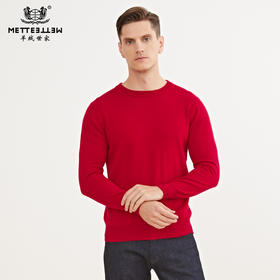 METTE羊绒世家男100%山羊绒衫2020秋冬新品圆领内搭保暖针织毛衣