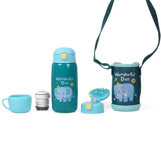 守护天使 儿童保温杯带吸管304不锈钢 两用便携卡通水壶 商品图3