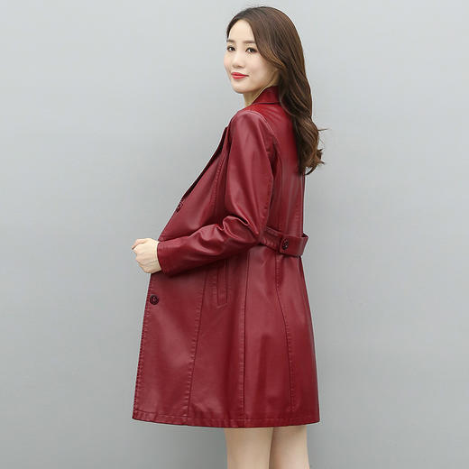 WZNH-KFLD6675MM海宁皮衣女中长款韩版修身气质皮风衣显瘦皮外套 商品图1