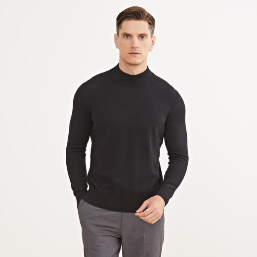 METTE羊绒世家男半高领100%山羊绒衫20秋冬新品保暖纯色针织毛衣 商品图2