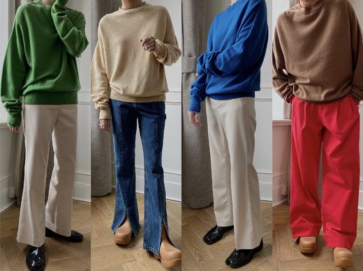 HIDEMI 本季必入/美利奴羊毛/趣味手工齿轮小撞色款廓形堆堆袖毛衣（字母刺绣设计） 商品图6