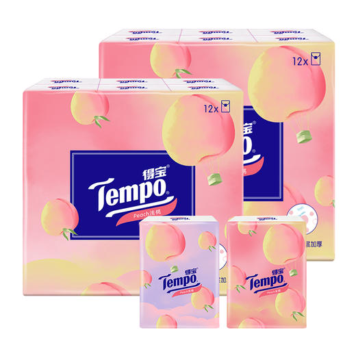 得宝（Tempo） 纸巾甜心桃味手帕纸4层24包 纸巾小包便携装手帕纸餐巾纸 商品图4