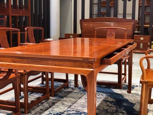 红桥红  家具严选  缅甸花梨（大果紫檀）  【198带四抽茶桌九件套】 商品图6