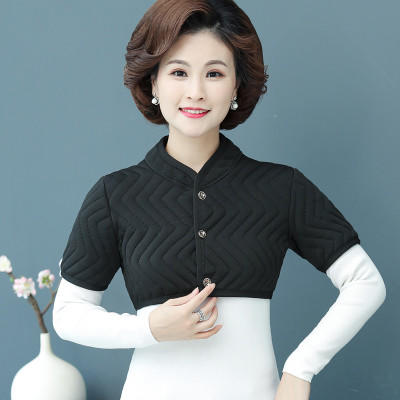 MQ- 1300-T05 中老年驼绒护肩女秋冬新款睡觉加厚保暖棉背心妈妈装护肩颈膀马甲 商品图3