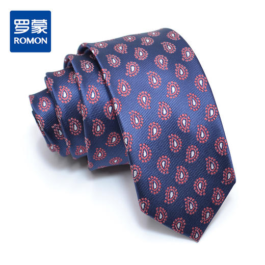【礼盒装】罗蒙领带韩版窄款波点提花手打领带时尚印花领带 商品图2