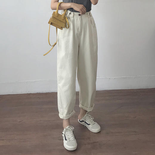 宽松九分哈伦裤 高腰女牛仔裤子 商品图1