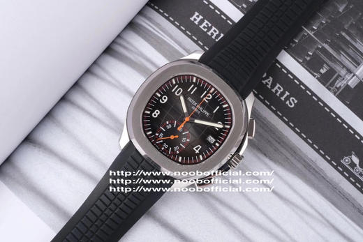 N百达翡丽新款计时手雷（计时Aquanaut）5968A彩色盘面和彩色胶带，表盘中央的计时秒针、刻度和6点位的30分钟计时盘刻度、计时指针都是橘黄色的 商品图1