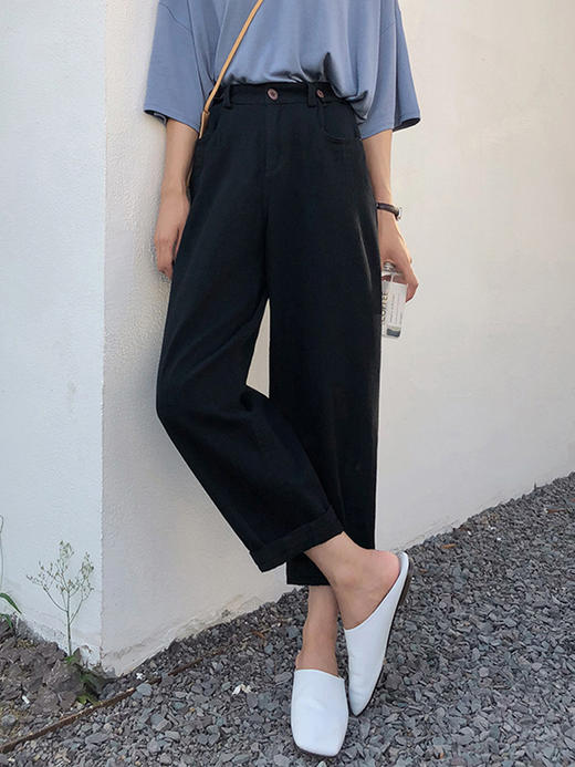 宽松九分哈伦裤 高腰女牛仔裤子 商品图3