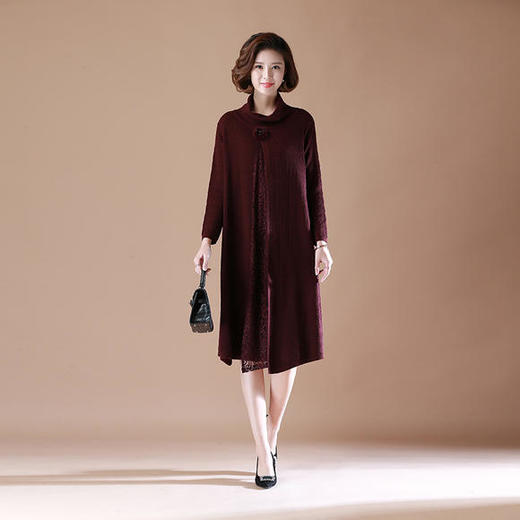 YCE-LM-1197妈妈装纯色大码中长款裙 商品图0