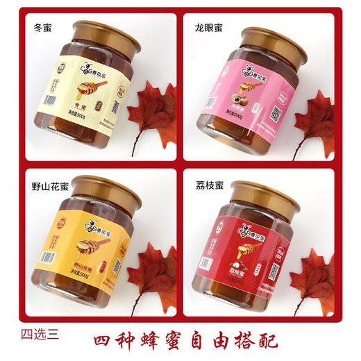 春中宝蜂蜜礼盒装 500g*3瓶装   野山花蜜 荔枝 龙眼 组合礼品装 商品图3