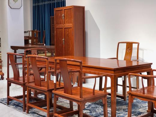 红桥红  家具严选  缅甸花梨（大果紫檀）  【198带四抽茶桌九件套】 商品图1