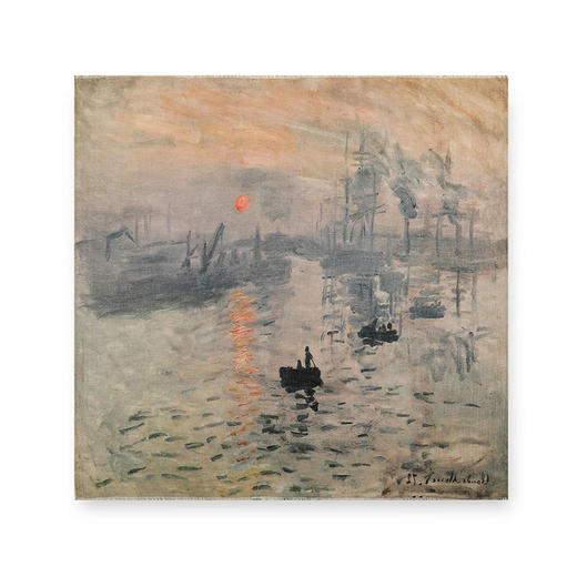 醍醐莫奈日出印象牦牛绒围巾印象派油画轻奢薄款防晒牦牛绒方巾 商品图0