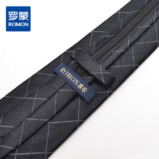 【盒装拉链领带】罗蒙领带男正装商务休闲上班蓝色格子懒人领带 商品图4