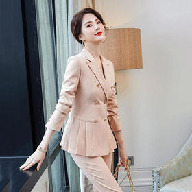 XZ-XMYKY-9966新款时尚气质荷叶边格子西装职业两件套