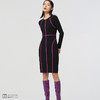 [提线玩偶]AtelierMissLu心机线条黑色撞色绵羊毛修身高弹连衣裙 商品缩略图0