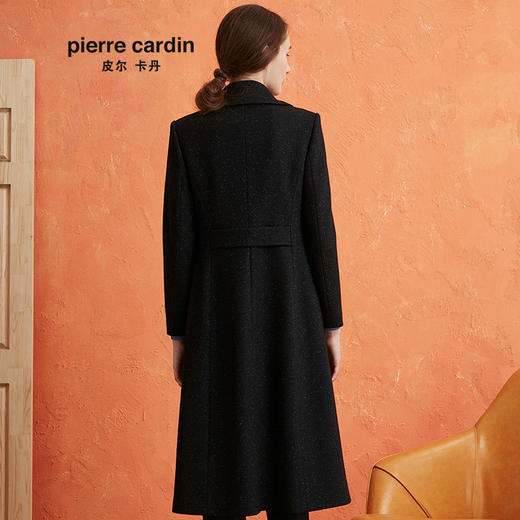 皮尔卡丹女装大衣黑色西服领长款通勤保暖羊毛呢外套P0410CL01N0
 商品图2