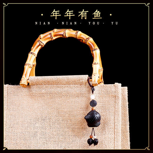 【莲年有鱼檀木锦鲤挂饰】 商品图5