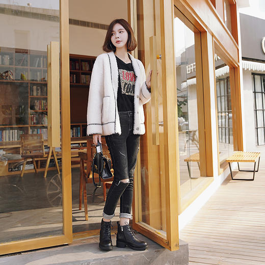 safiya索菲娅新品粗跟英伦风女短筒靴小皮靴SF04116211 商品图4