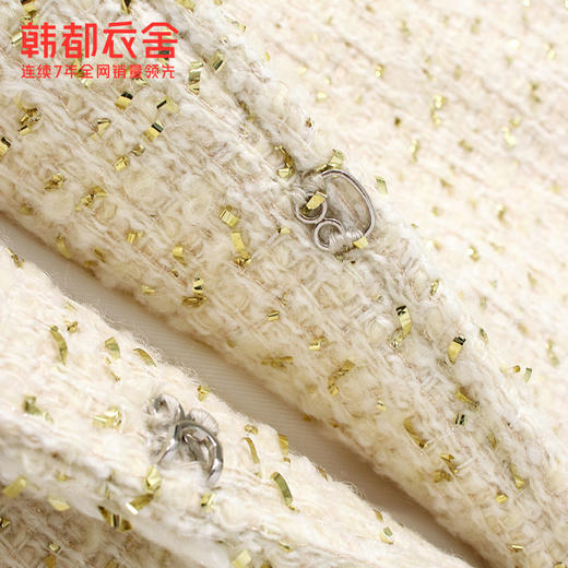 韩都衣舍冬季新款大翻领中长款羊毛粗花呢毛呢外套女JM10431 商品图2