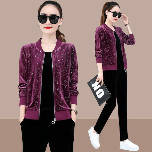 SP-306717休闲时尚显瘦金丝绒三件套套装 商品图0