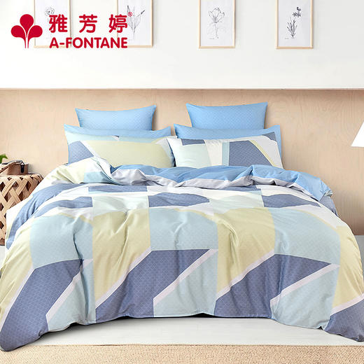 雅芳婷床上用品被单四件套全棉床单简约双面被套双人1.8m床笠家纺 商品图0