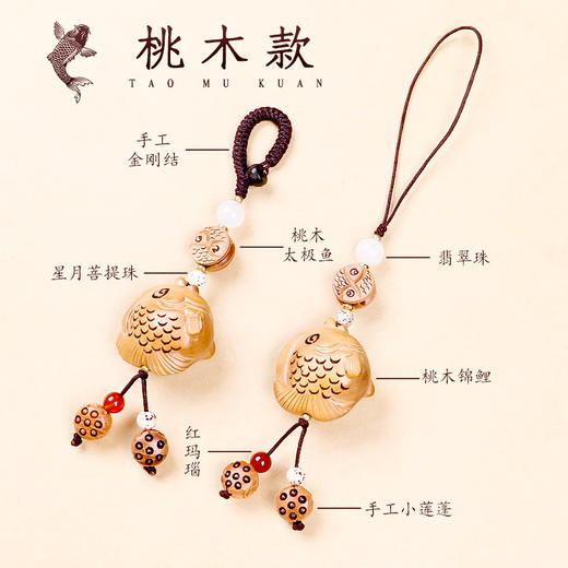 【莲年有鱼檀木锦鲤挂饰】 商品图2