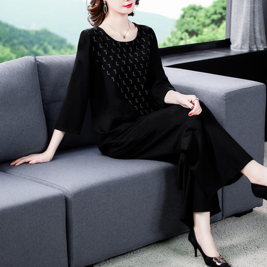 SYF-5008中老年妈妈装阔太太显瘦洋时尚阔腿裤套装两件套 商品图1