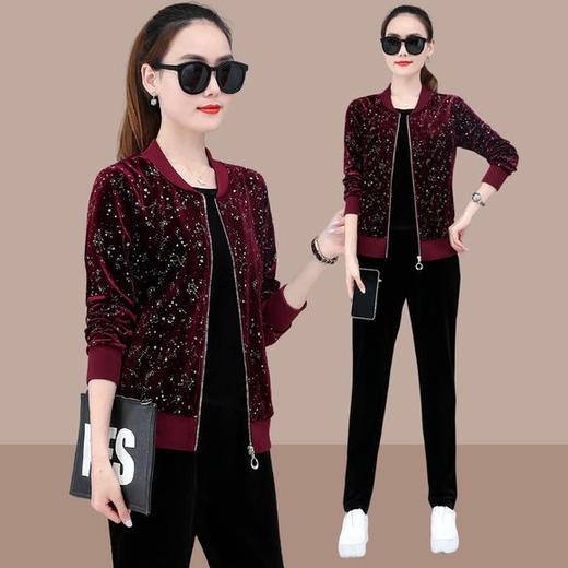 SP-306717休闲时尚显瘦金丝绒三件套套装 商品图2