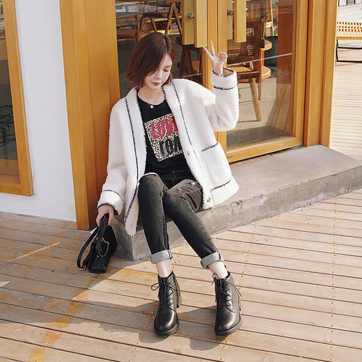 safiya索菲娅新品粗跟英伦风女短筒靴小皮靴SF04116211 商品图5