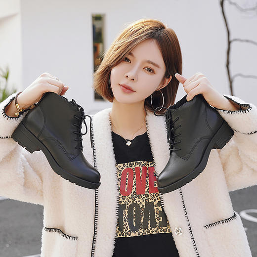 safiya索菲娅新品粗跟英伦风女短筒靴小皮靴SF04116211 商品图0