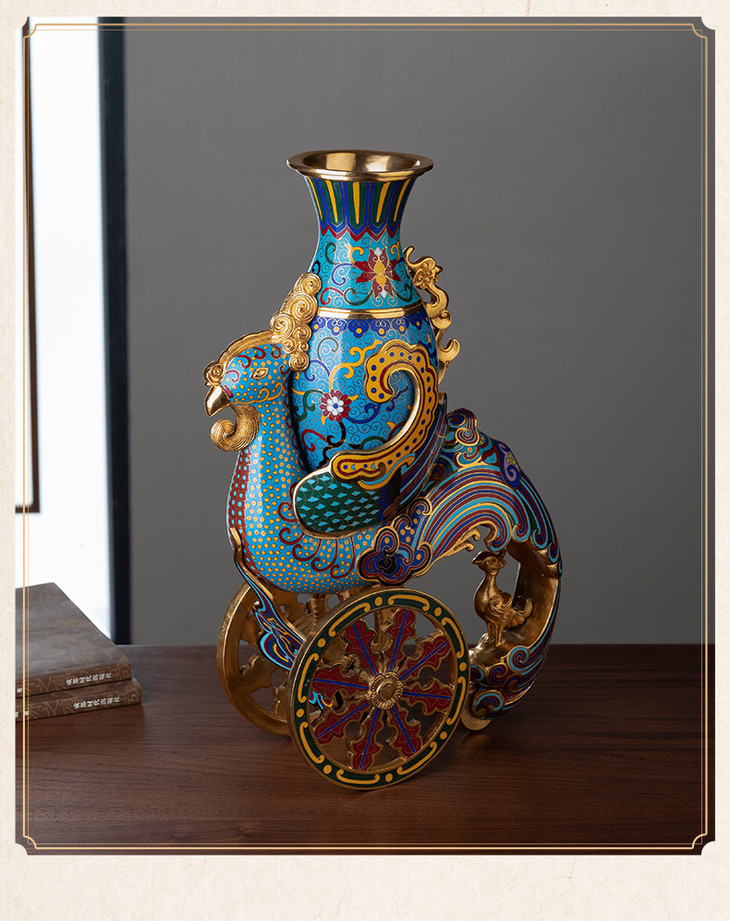 铜师傅全铜摆件天鸡尊景泰蓝家居饰品铜工艺品摆件